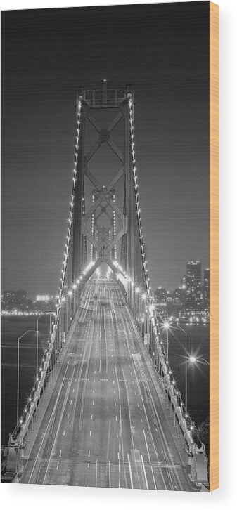 Bridge Wood Print featuring the photograph Oakland Bridge 3 Bw by Moises Levy
