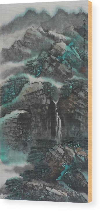 Chinese Watercolor Wood Print featuring the painting The Four Seasons Version 1 - Spring by Jenny Sanders