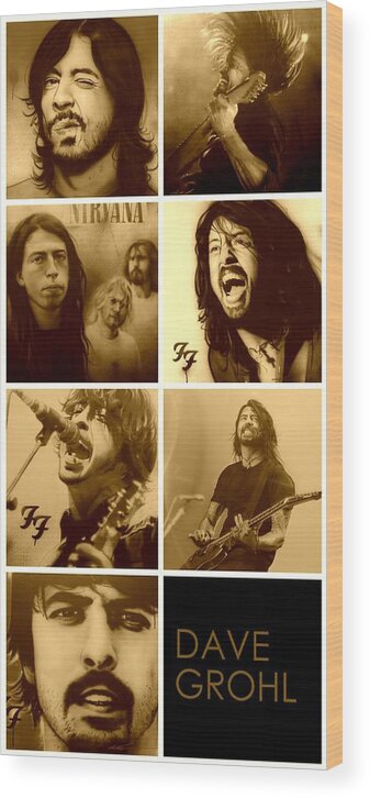 Dave Grohl Wood Print featuring the painting Grohl Mosaic II by Christian Chapman Art