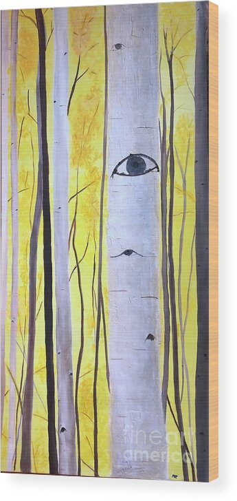 Aspens Wood Print featuring the mixed media A Stand of Aspen by Kate Conaboy