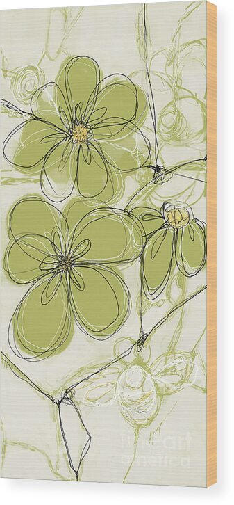 Green Abstract Flowers Wood Print featuring the digital art Abstract Flowers in Green by Patricia Awapara