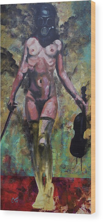 Figurative Wood Print featuring the painting And Nero Played On by Shawn Conn