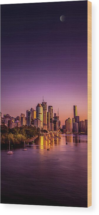 Australia Wood Print featuring the photograph Brisbane City From Kangaroo Point by Michael Lees
