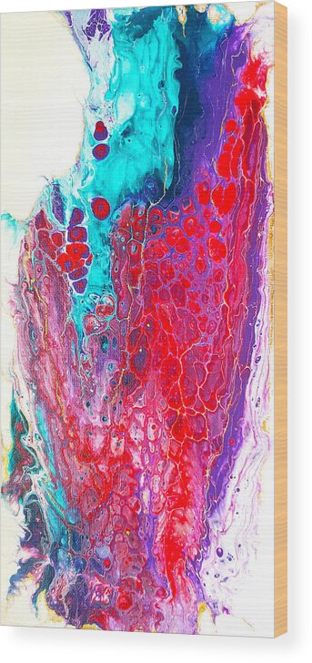 Abstract Wood Print featuring the painting Coral Cheers by Christine Bolden