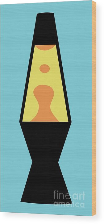 Mod Wood Print featuring the digital art Mod Lava Lamp on Blue by Donna Mibus