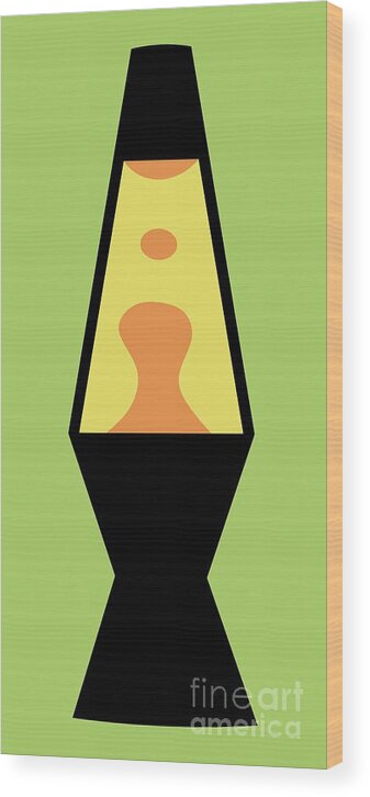 Mod Wood Print featuring the digital art Mod Lava Lamp on Green by Donna Mibus