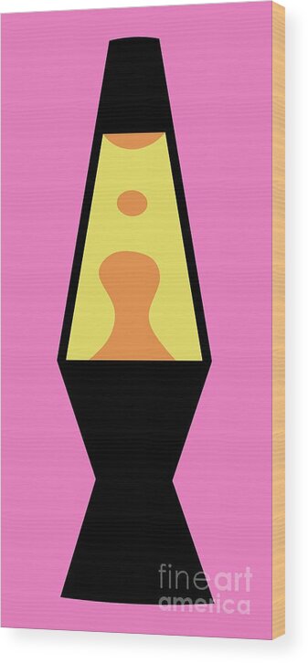 Mod Wood Print featuring the digital art Mod Lava Lamp on Pink by Donna Mibus