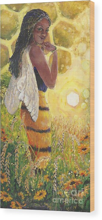 Summer Wood Print featuring the painting Summer Siren by Merana Cadorette