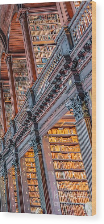 Library Wood Print featuring the photograph Trinity college library Dublin Triptych part 3 by Delphimages Photo Creations