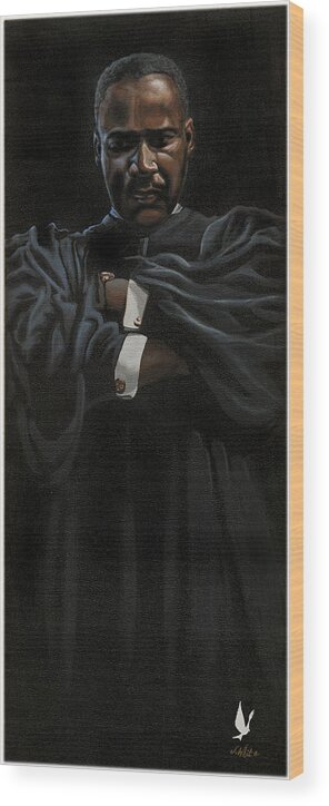 Dr. Martin Luther King Jr. Wood Print featuring the painting The Peace Keeper by Jerome White
