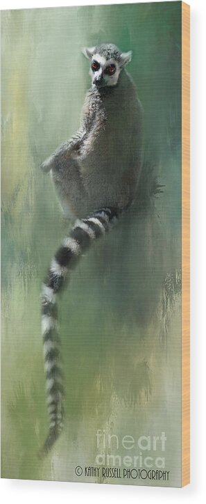 Lemur Wood Print featuring the photograph Lemur Catching Rays by Kathy Russell