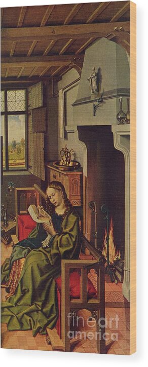 Oil Painting Wood Print featuring the drawing Ala De Retablo Santa Barbara, 1438 by Print Collector