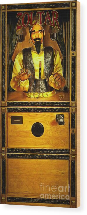 Wingsdomain Wood Print featuring the photograph Zoltar Speaks Fortune Teller 20181224 Full Size by Wingsdomain Art and Photography