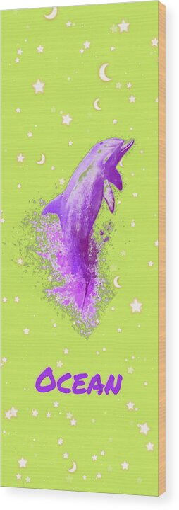Sky Wood Print featuring the digital art SkY Dolphin Nature by Auranatura Art