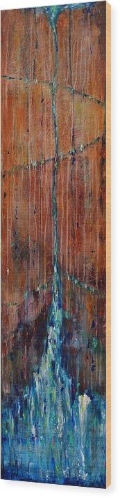 Earth Wood Print featuring the painting Aquafir by Linda Olsen