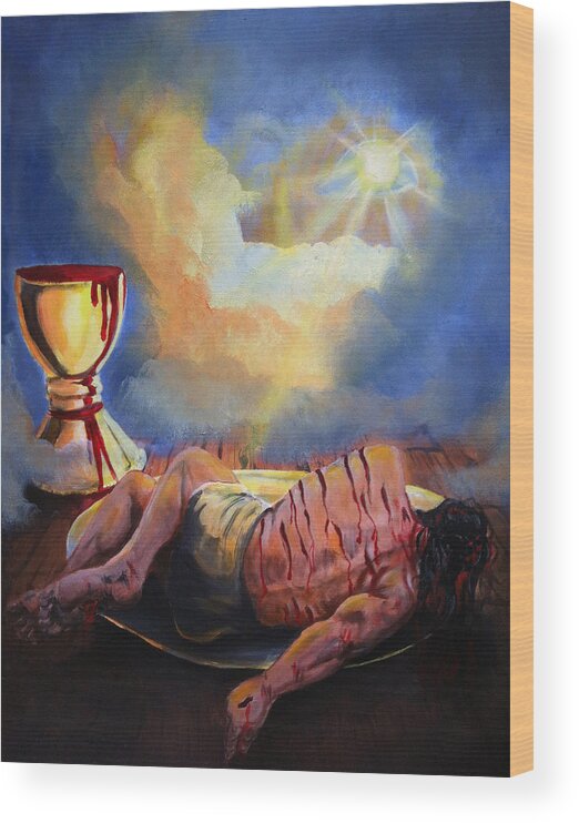 Bible Wood Print featuring the painting Communion #1 by Ricardo Colon