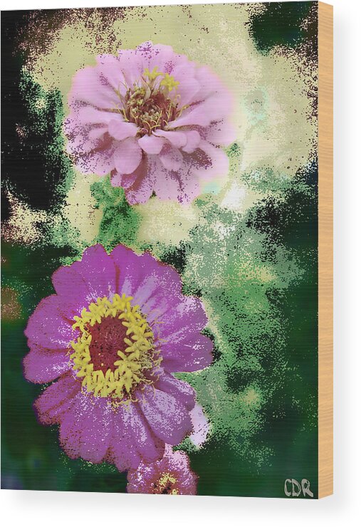 Digital Art Wood Print featuring the photograph Flowers #1 by Charlie Roman