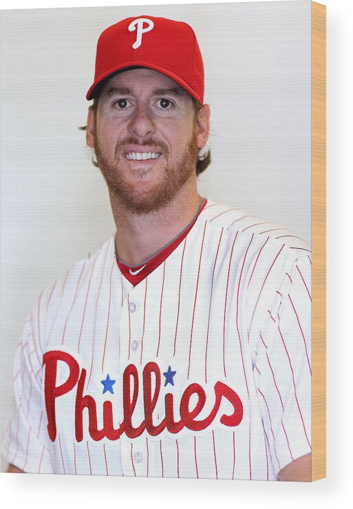 Media Day Wood Print featuring the photograph Philadelphia Phillies Photo Day #1 by Mike Ehrmann