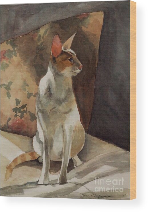 Watercolor Painting Wood Print featuring the painting Raja by Nancy Kane Chapman