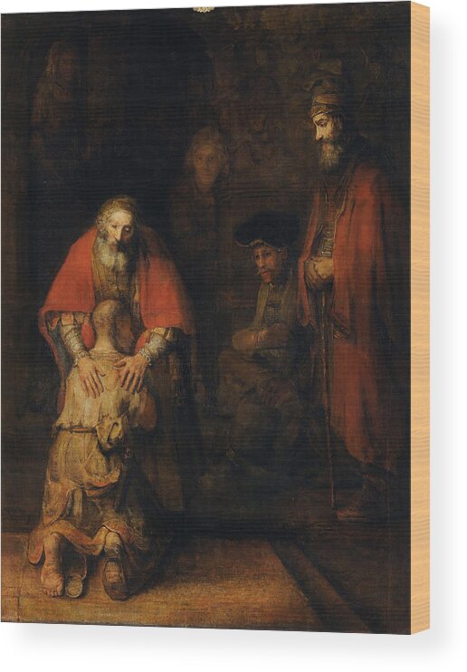 1665 Wood Print featuring the painting Return of the Prodigal Son by Rembrandt van Rijn