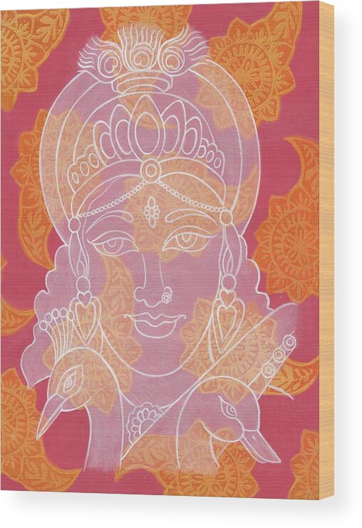  Wood Print featuring the painting Saraswati #1 by Jennifer Mazzucco