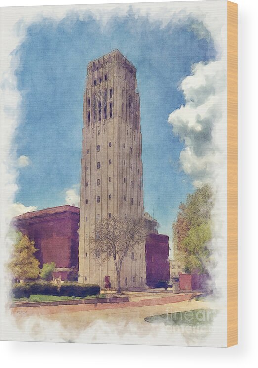 Clock Tower Wood Print featuring the photograph University of Michigan Clock Tower 2 #1 by Phil Perkins