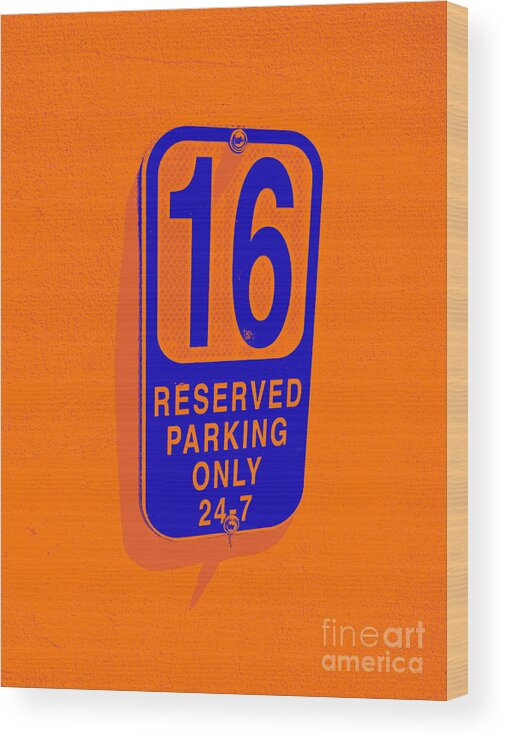 16 Wood Print featuring the digital art 16 Orange and Blue by Valerie Reeves