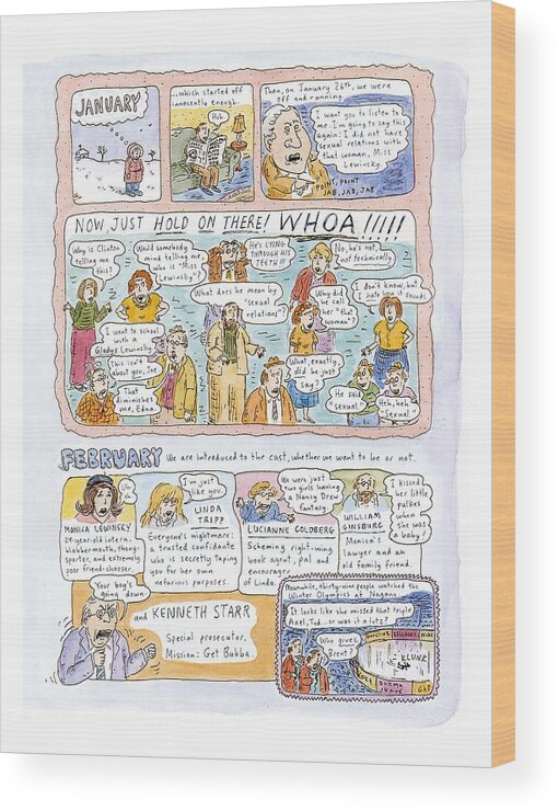 1998: A Look Back
(review Of Clinton - Lewinsky Affair And Other 1998 Events.) Politics Wood Print featuring the drawing 1998: A Look Back by Roz Chast