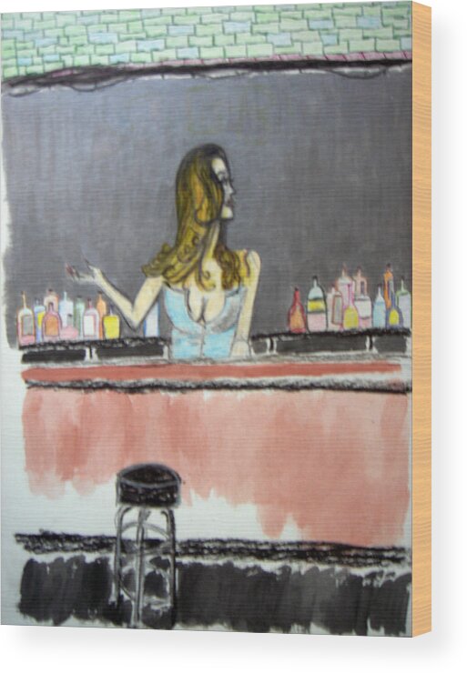 Bartender Wood Print featuring the painting Bartender #2 by Culture Cruxxx