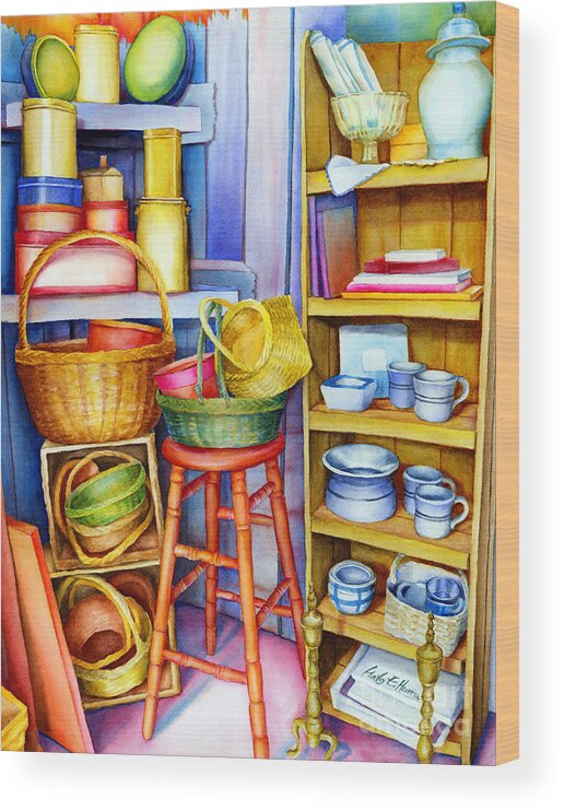 Antique Shop Wood Print featuring the painting Corner of Time by Hailey E Herrera