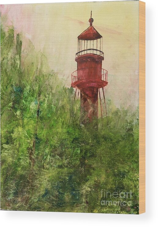 Lighthouse Wood Print featuring the painting Lighthouse #2 by Gary DeBroekert