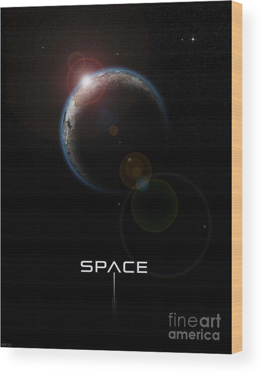 Space Wood Print featuring the digital art Space #4 by Phil Perkins