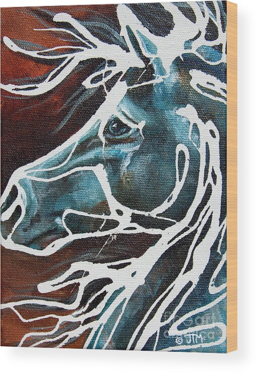 Horse Wood Print featuring the painting #22 June 13th #22 by Jonelle T McCoy