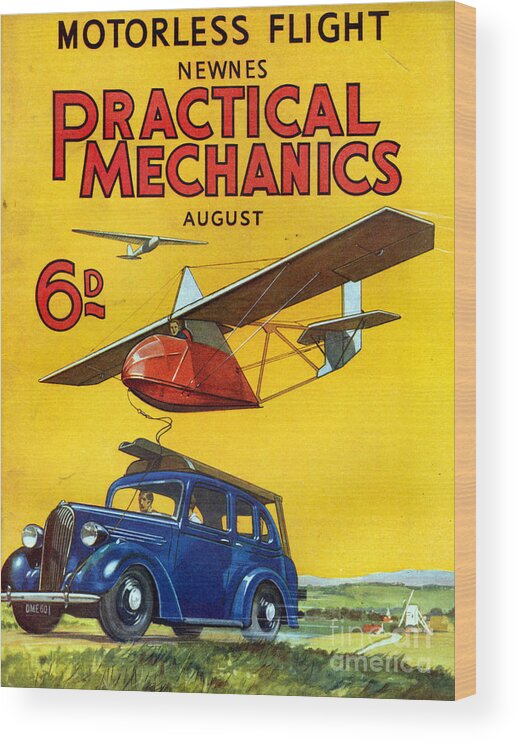 Magazine Cover Wood Print featuring the drawing 1930s Uk Practical Mechanics Magazine #3 by The Advertising Archives