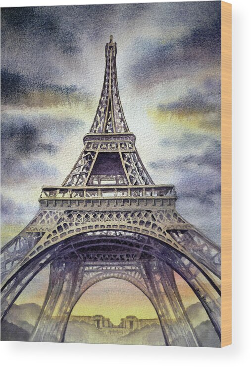Eiffel Wood Print featuring the painting Eiffel Tower by Irina Sztukowski