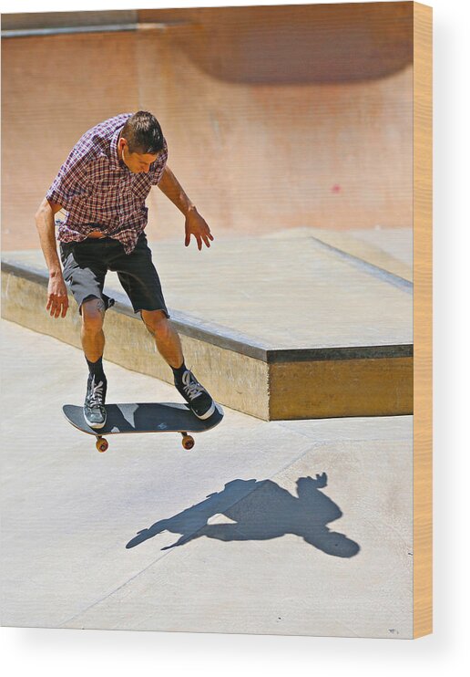 Outdoor Wood Print featuring the photograph Skateboarding #3 by Paul Fell
