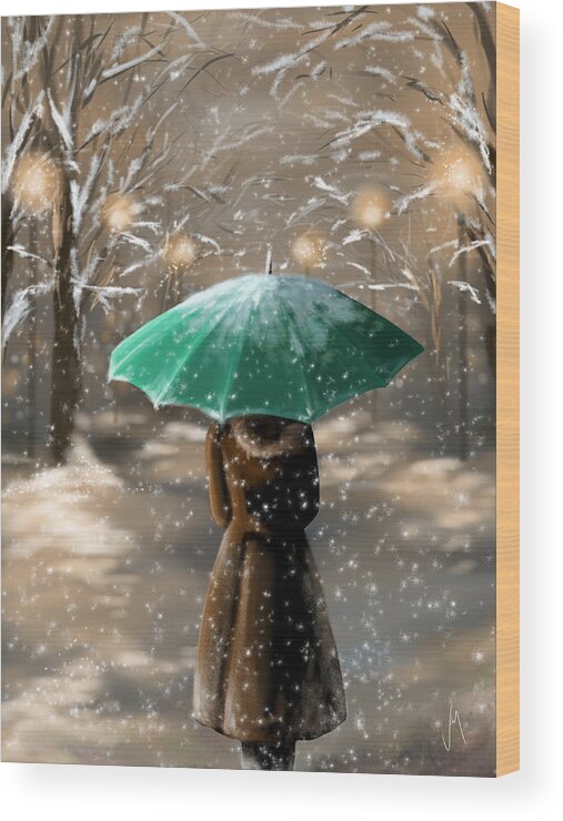 Digital Wood Print featuring the painting Snow by Veronica Minozzi