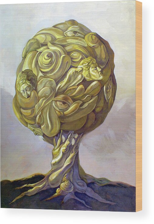 Tree Of Knowledge Wood Print featuring the painting Tree of Knowledge #2 by Filip Mihail