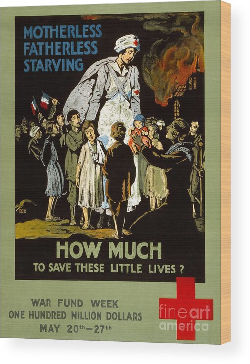 1917 Wood Print featuring the photograph Red Cross Poster, 1917 #4 by Granger