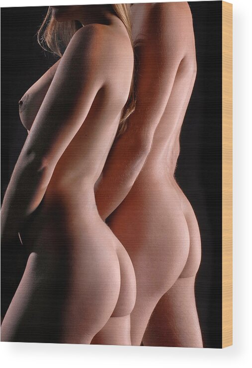 Two Wood Print featuring the photograph 7977 Foxy and Her Submissive by Chris Maher