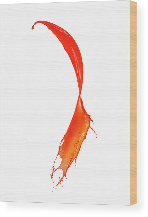 Orange Color Wood Print featuring the photograph Splashing Of The Color Paint #9 by Level1studio