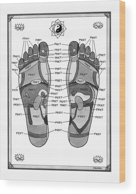 Captionless Wood Print featuring the drawing A Diagram Of Parts Of The Foot by Pat Byrnes