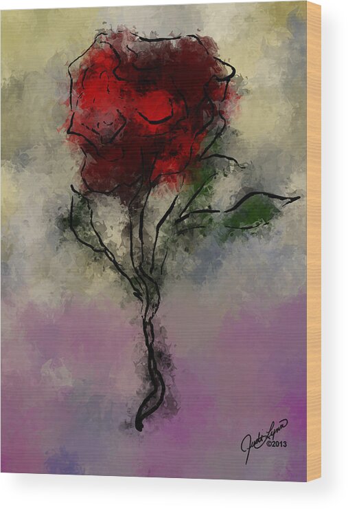Rose Wood Print featuring the digital art A Rose Is by Judi Lynn