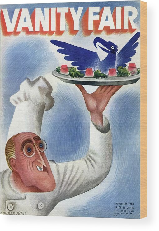 Illustration Wood Print featuring the photograph A Vanity Fair Cover Of Roosevelt At Thanksgiving by Miguel Covarrubias