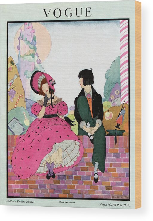 Illustration Wood Print featuring the photograph A Vogue Cover Of Children by Helen Dryden