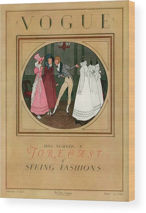 Illustration Wood Print featuring the photograph A Vogue Cover Of Women Shopping by Pierre Brissaud