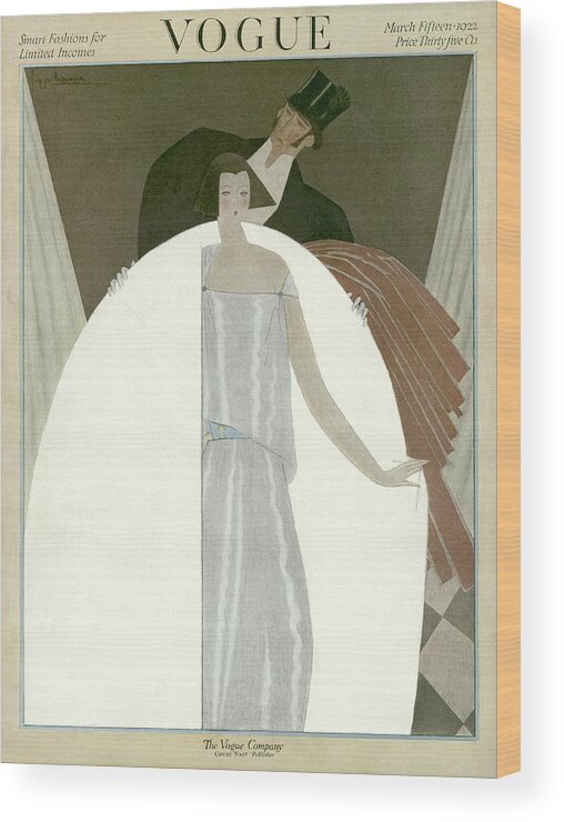 Illustration Wood Print featuring the photograph A Vogue Magazine Cover Of A Wealthy Man And Woman by Georges Lepape