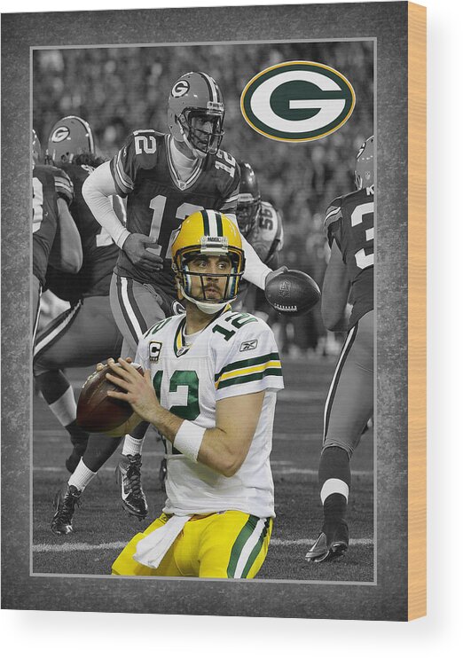 Aaron Rodgers Wood Print featuring the photograph Aaron Rodgers Packers by Joe Hamilton