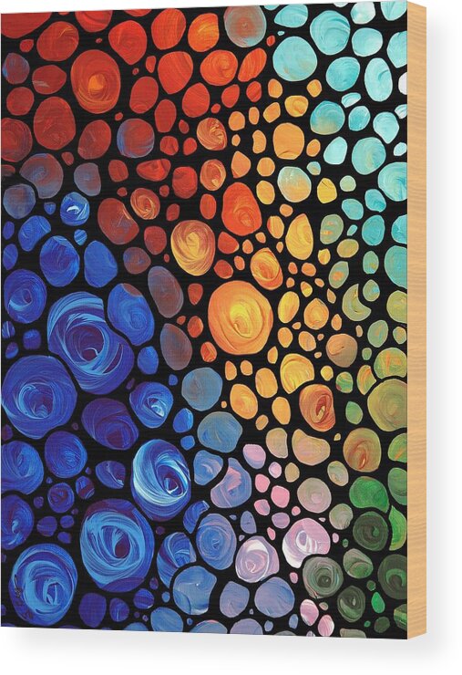 Abstract Wood Print featuring the painting Abstract 1 - Colorful Mosaic Art - Sharon Cummings by Sharon Cummings