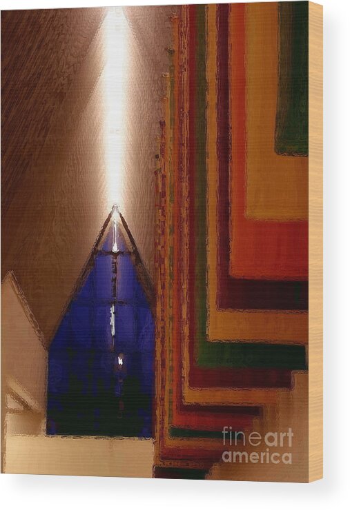 Muhlenberg College Wood Print featuring the photograph Abstract - Center for the Arts interior Allentown PA by Jacqueline M Lewis